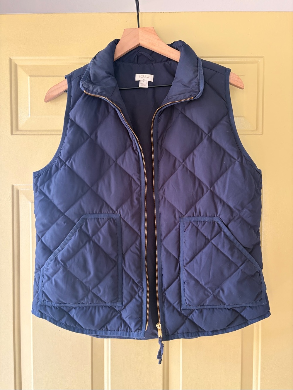 J. Crew Quilted Navy Diamond Puffer Vest